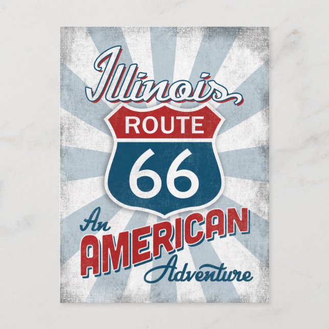 Illinois Route 66 Vintage America Postcard (Front)