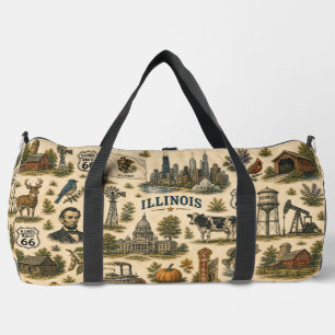 Illinois Route 66 Weekend Skyline Duffle Bag