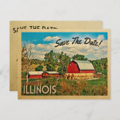 Illinois Save The Date Farm Barn Rustic Announcement Postcard (Front/Back)