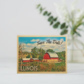 Illinois Save The Date Farm Barn Rustic Announcement Postcard (Standing Front)