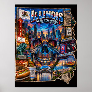 Illinois Skull Art Print   State of Mind