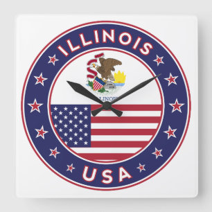 Illinois Square Wall Clock
