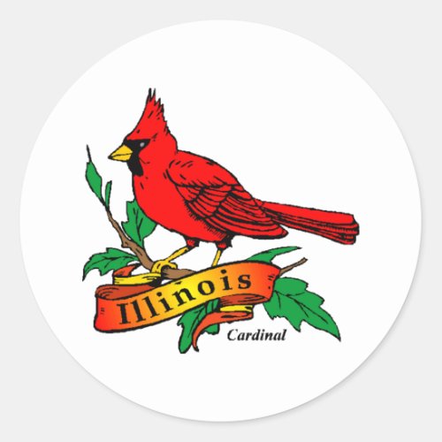 Illinois State Bird _ Cardinal Classic Round Sticker