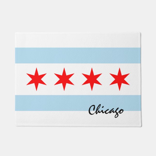 Illinois State & Chicago Flag USA house mat /sport (Front)