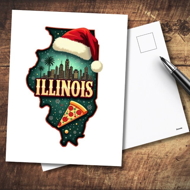Illinois State Christmas Holiday Postcard (Merry Christmas from Illinois.  Other items available with this design on.)