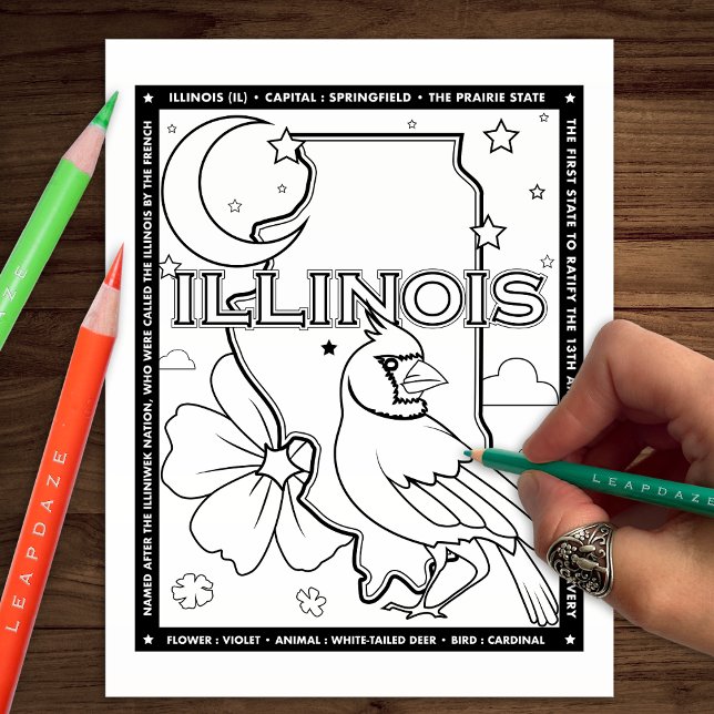 illinois state facts coloring page (Creator Uploaded)