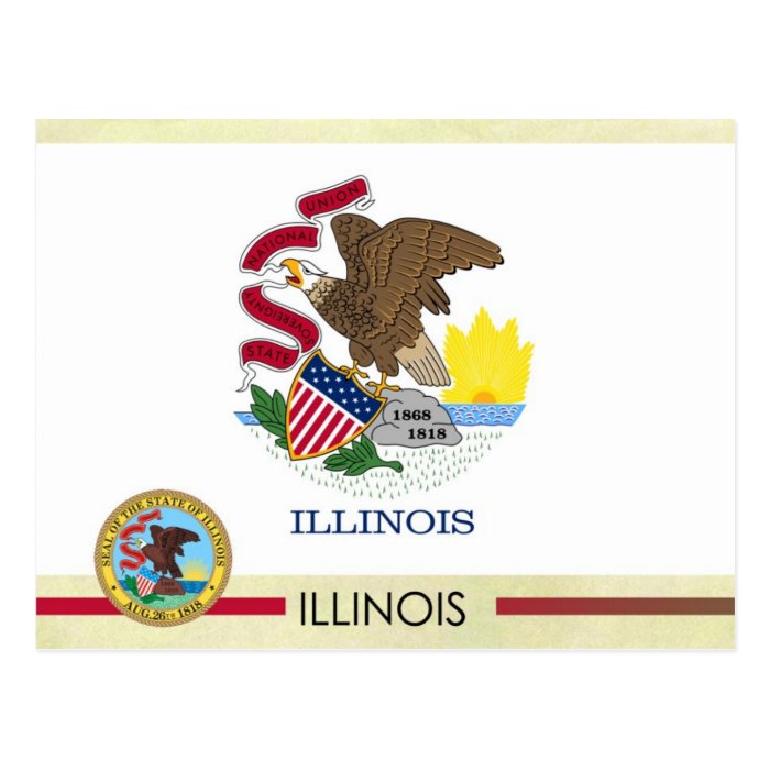 Illinois State Flag and Seal Postcards