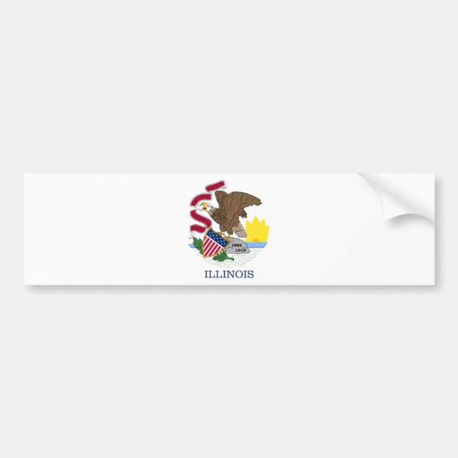 Illinois State Flag Bumper Sticker (Front)