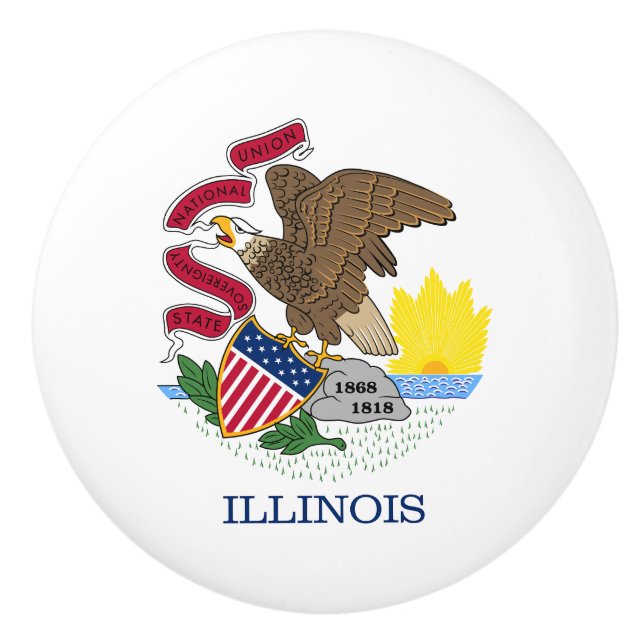 Illinois State Flag Ceramic Knob (Front)