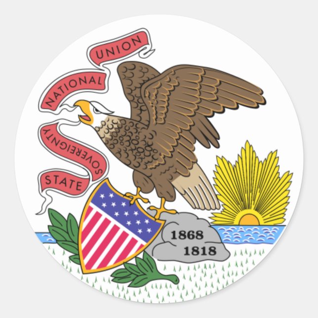 Illinois State Flag Classic Round Sticker (Front)