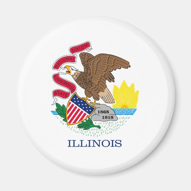Illinois State Flag Design Magnet (Front)