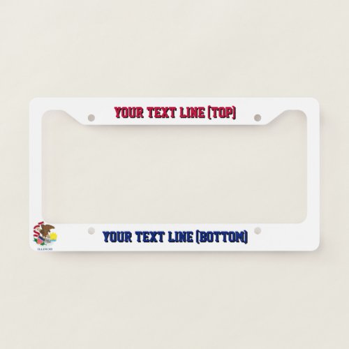 Illinois State Flag Design on a Personalized License Plate Frame