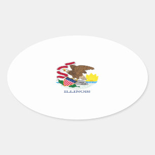 Illinois State Flag Design Oval Sticker