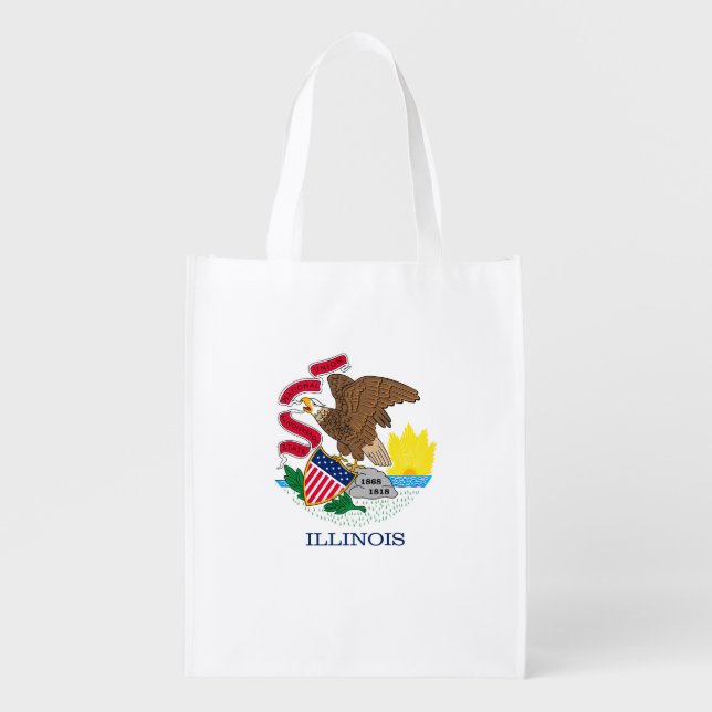 Illinois State Flag Design Reusable Grocery Bag (Front)