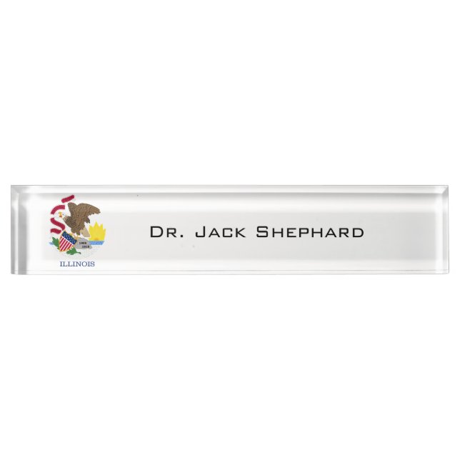 Illinois State Flag Desk Name Plate (Front)
