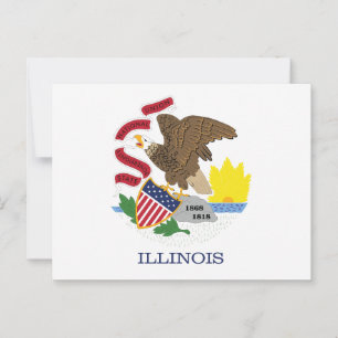 Illinois State Flag Land of Lincoln Eagle Seal Postcard