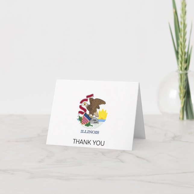 Illinois State Flag Letterpress Thank You Card (Front)