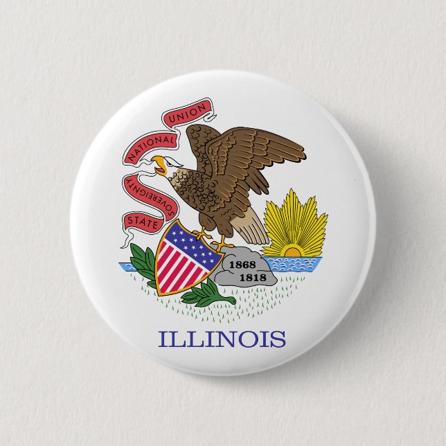 Illinois State Flag Pinback Button (Front)
