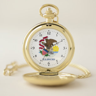 Illinois State Flag Pocket Watch