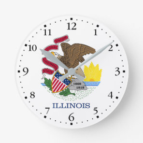 Illinois State Flag Round Clock