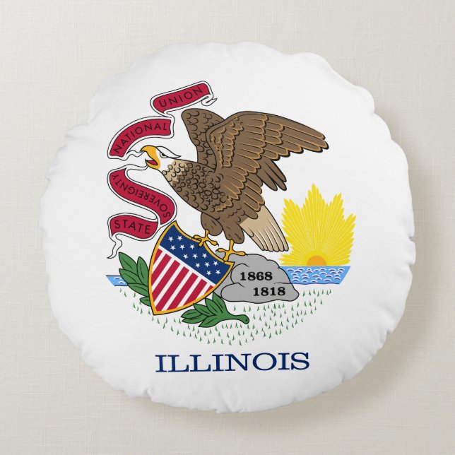 Illinois State Flag Round Pillow (Front)