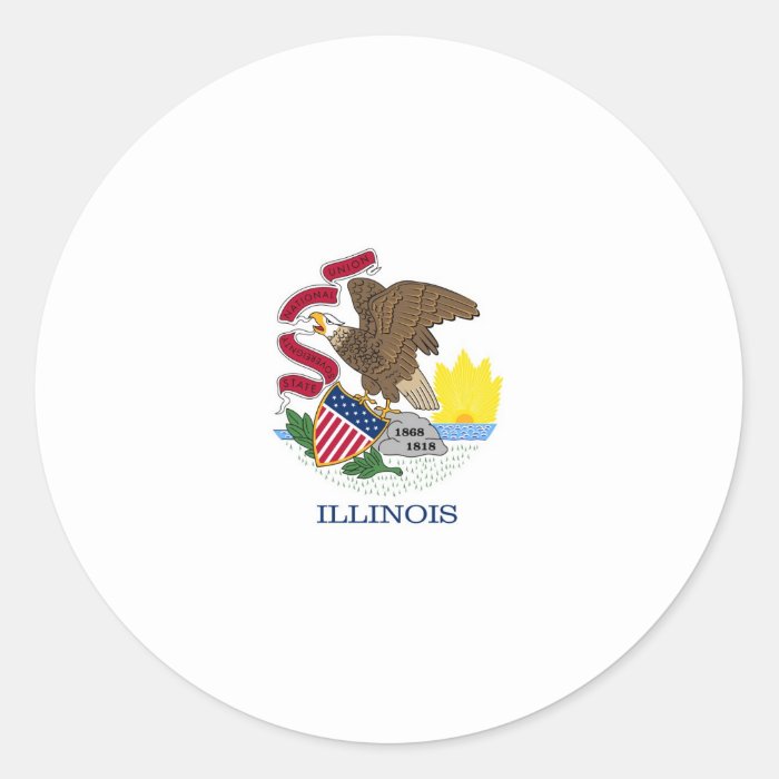 Illinois State Flag Round Stickers
