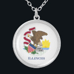Illinois State Flag Silver Plated Necklace<br><div class="desc">Patriotic Illinois state flag.</div>