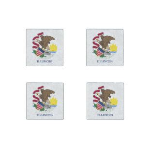 Illinois State Flag Stone Magnet