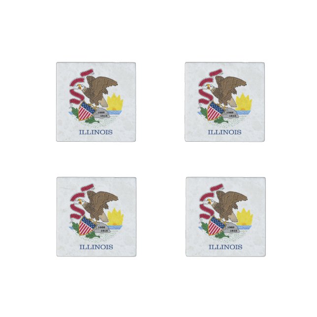 Illinois State Flag Stone Magnet (Front)