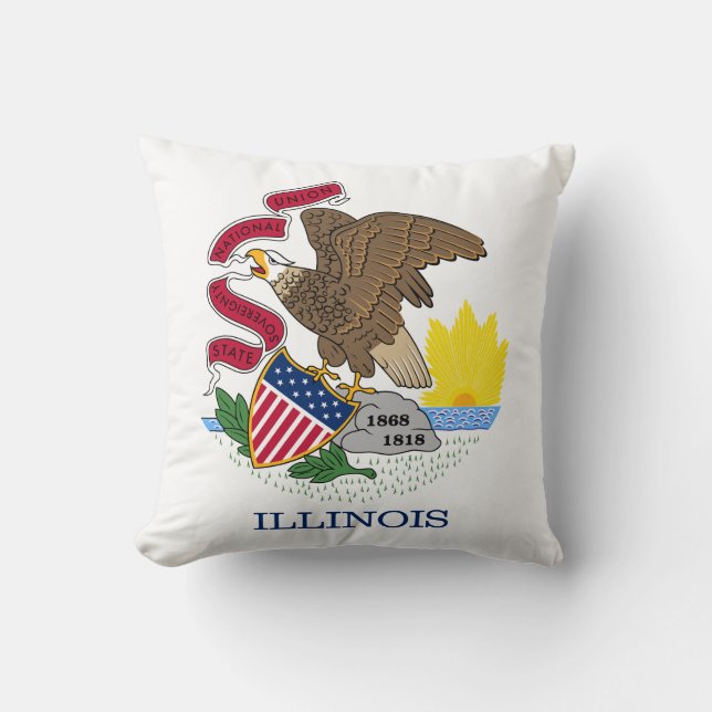 Illinois State Flag Throw Pillow (Front)