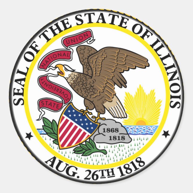 Illinois state flag usa united america symbol seal (Front)