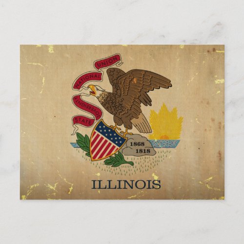 Illinois State Flag VINTAGEpng Postcard