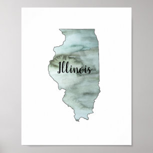 Illinois State Illustration Poster
