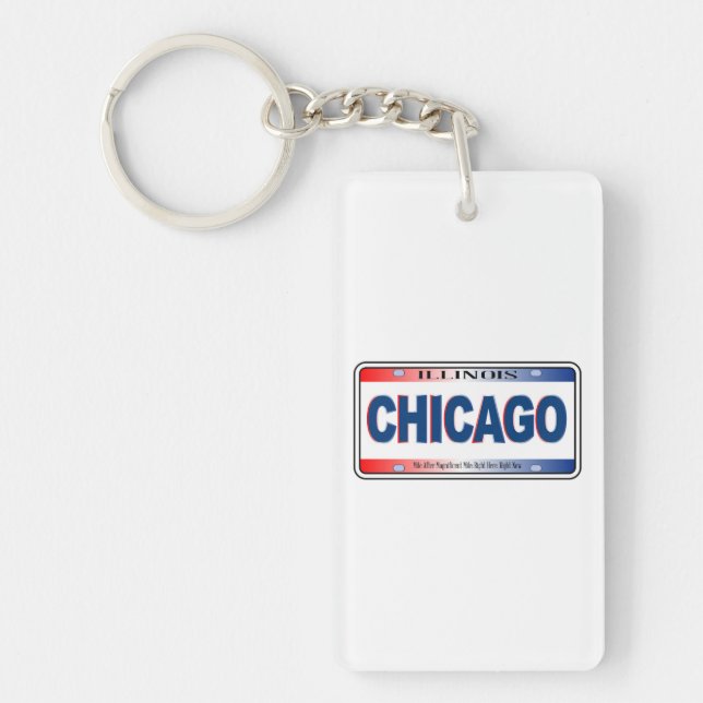 Illinois State License Plate Chicago City Keychain (Front)