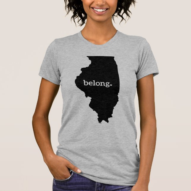Illinois State Map Belong T-Shirt (Front)