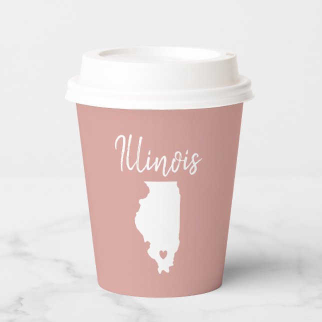 Illinois state map love home   paper cups (Front)