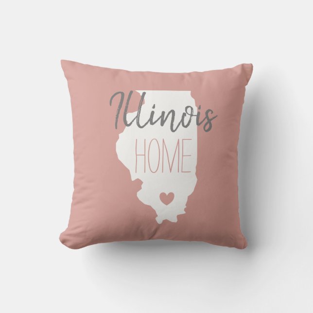 Illinois state map love home throw pillow (Front)