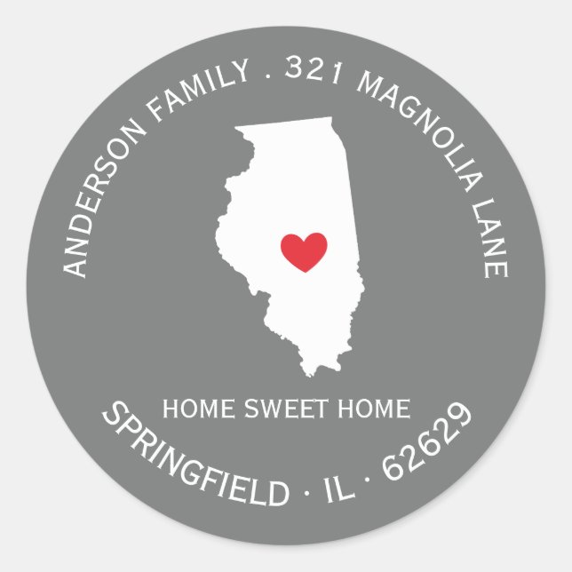 ILLINOIS State | New Home Address Label Sticker (Front)