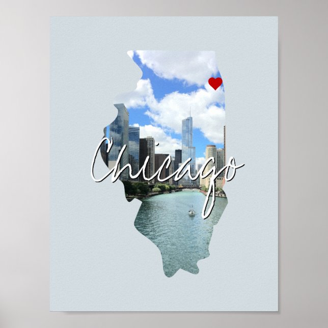 Illinois State Photo insert and town name Poster (Front)