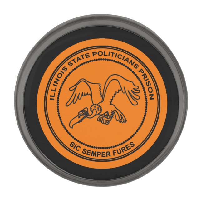 Illinois State Politicians Prison Gunmetal Finish Lapel Pin (Front)
