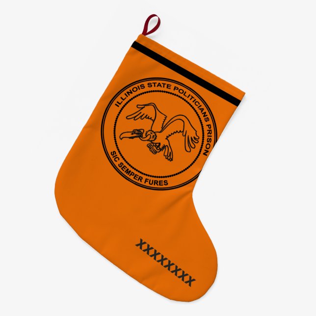 Illinois State Politicians Prison Large Christmas Stocking (Front (Hanging))