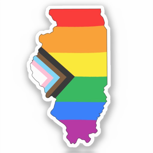 Illinois State Pride LGBTQ Progress Pride Sticker (Front)