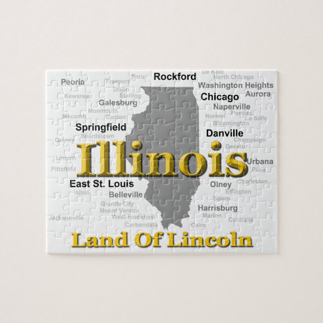 Illinois State Pride Map Silhouette Jigsaw Puzzle (Horizontal)