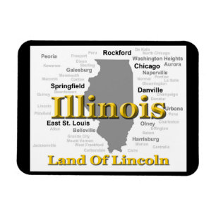 Illinois State Pride Map Silhouette Magnet