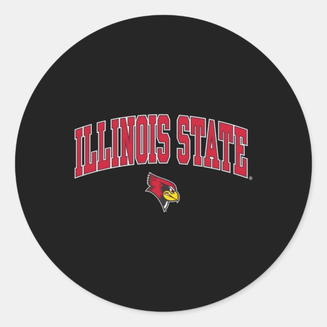 Illinois State Redbirds Arch Over Black Classic Round Sticker (Front)