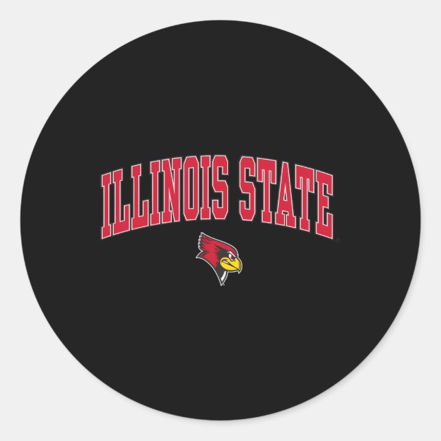 Illinois State Redbirds Arch Over Heather Gray Classic Round Sticker (Front)