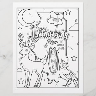 illinois state shape and facts coloring page