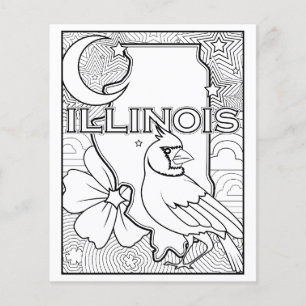 illinois state shape bird flower coloring page
