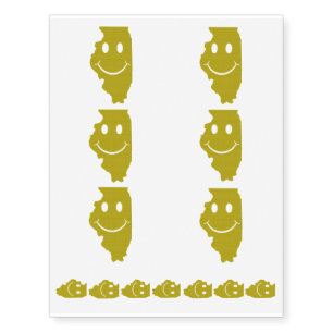 Illinois State Shape Smiley Face Temporary Tattoos