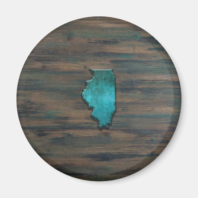 Illinois State Shape Teal Magnet (Front)
